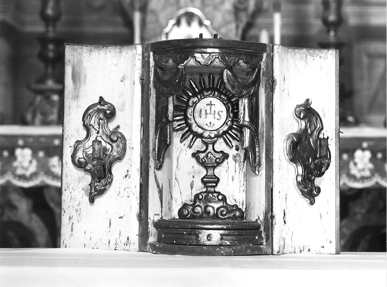 tronetto per esposizione eucaristica - a edicola - bottega piacentina (sec. XVIII)