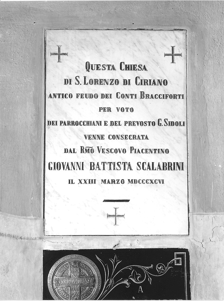 lapide commemorativa - bottega piacentina (fine sec. XIX)