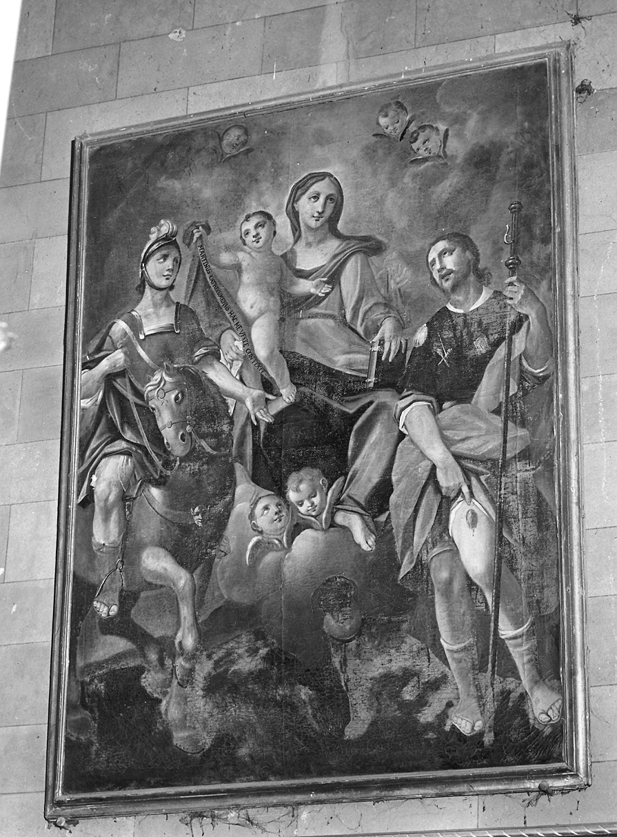Madonna con Bambino tra i Santi Martino e Rocco (dipinto) - bottega piacentina (sec. XVIII)