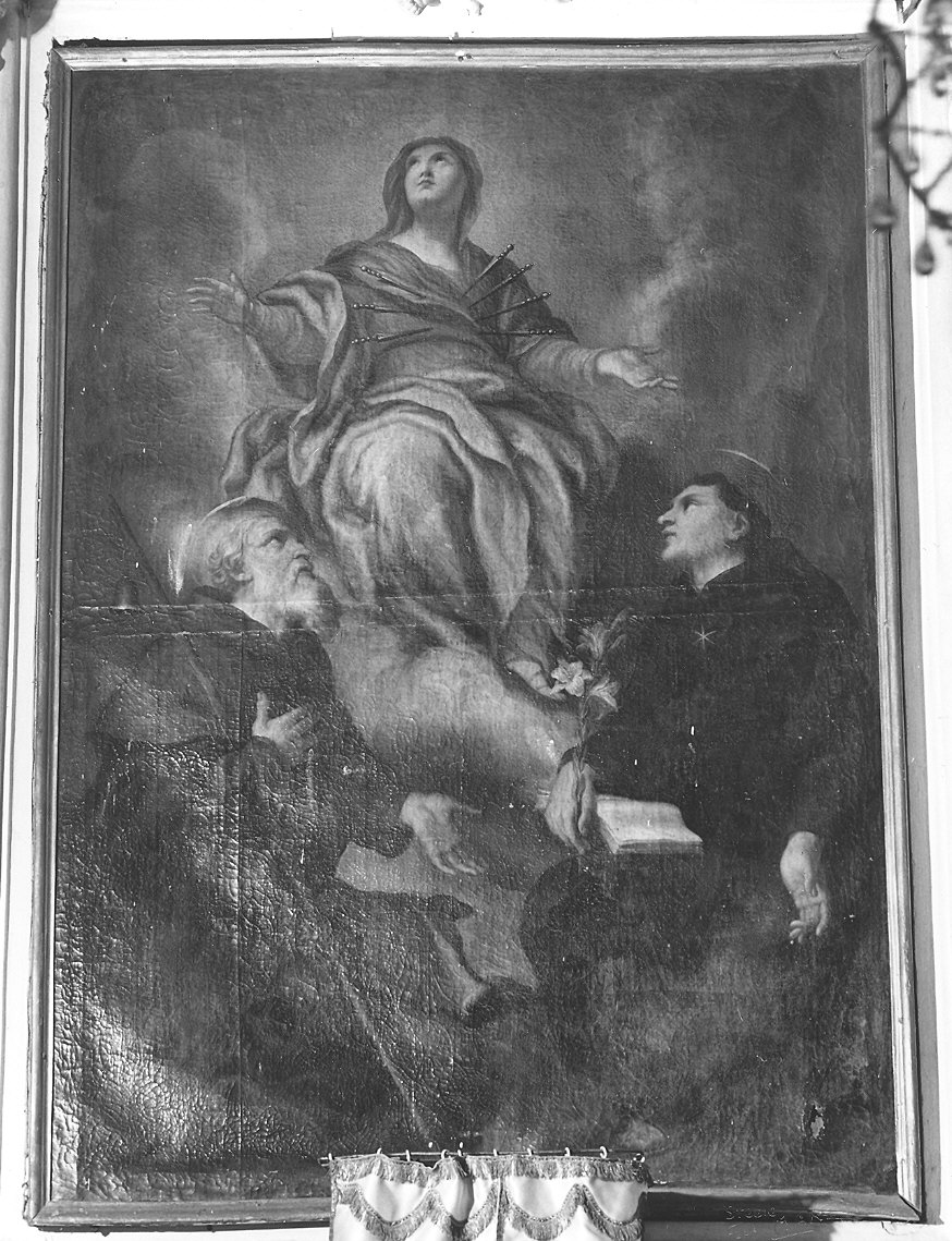 Madonna dei sette dolori tra i Santi Antonio Abate e Antonio da Padova (dipinto) - ambito ligure (metà sec. XVII)