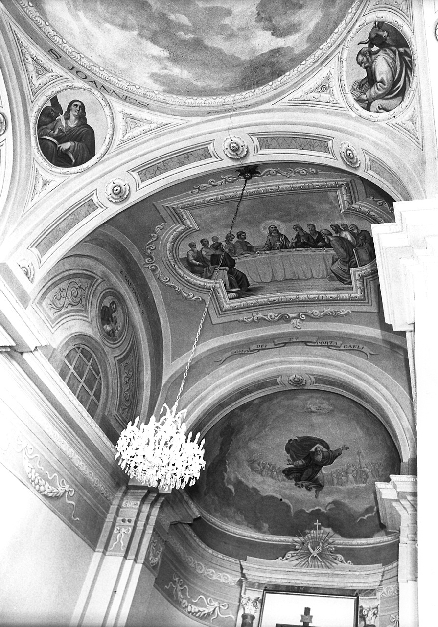 ultima cena//quattro evangelisti//paradiso (decorazione plastico-pittorica) di Pittaco V (secondo quarto sec. XX)