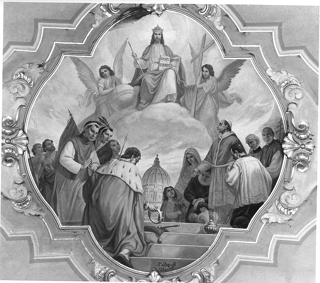 Imperatore davanti al Papa (dipinto) di Arzuffi Pietro (metà sec. XX)