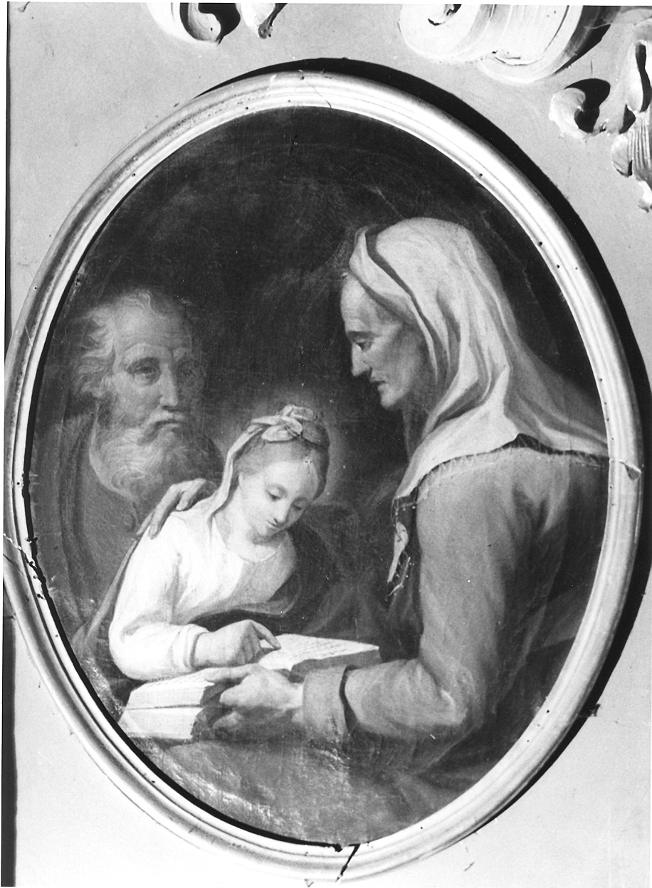 Maria Vergine bambina impara a leggere (dipinto) - ambito piacentino (secondo quarto sec. XIX)