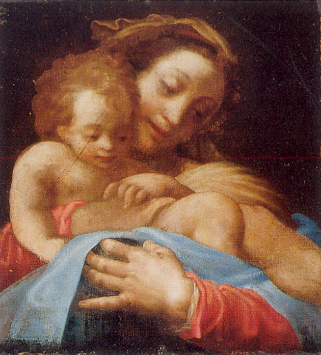 Madonna con Bambino (dipinto) di Anselmi Michelangelo detto Michelangelo da Lucca (prima metà sec. XVI)