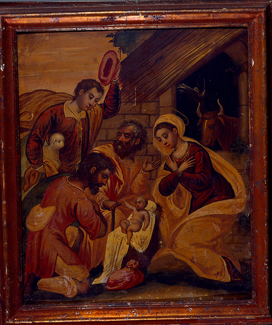 adorazione dei pastori (dipinto) - ambito cretese-veneziano (fine/inizio secc. XVI/ XVII)