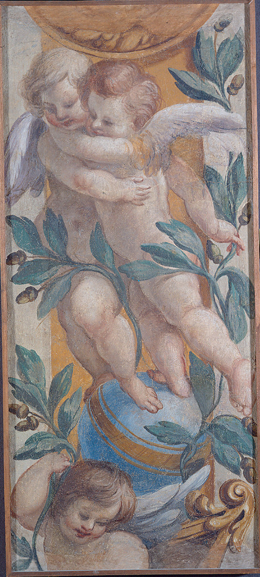 putti con strumenti musicali (dipinto) di Sons Jean (fine sec. XVI)