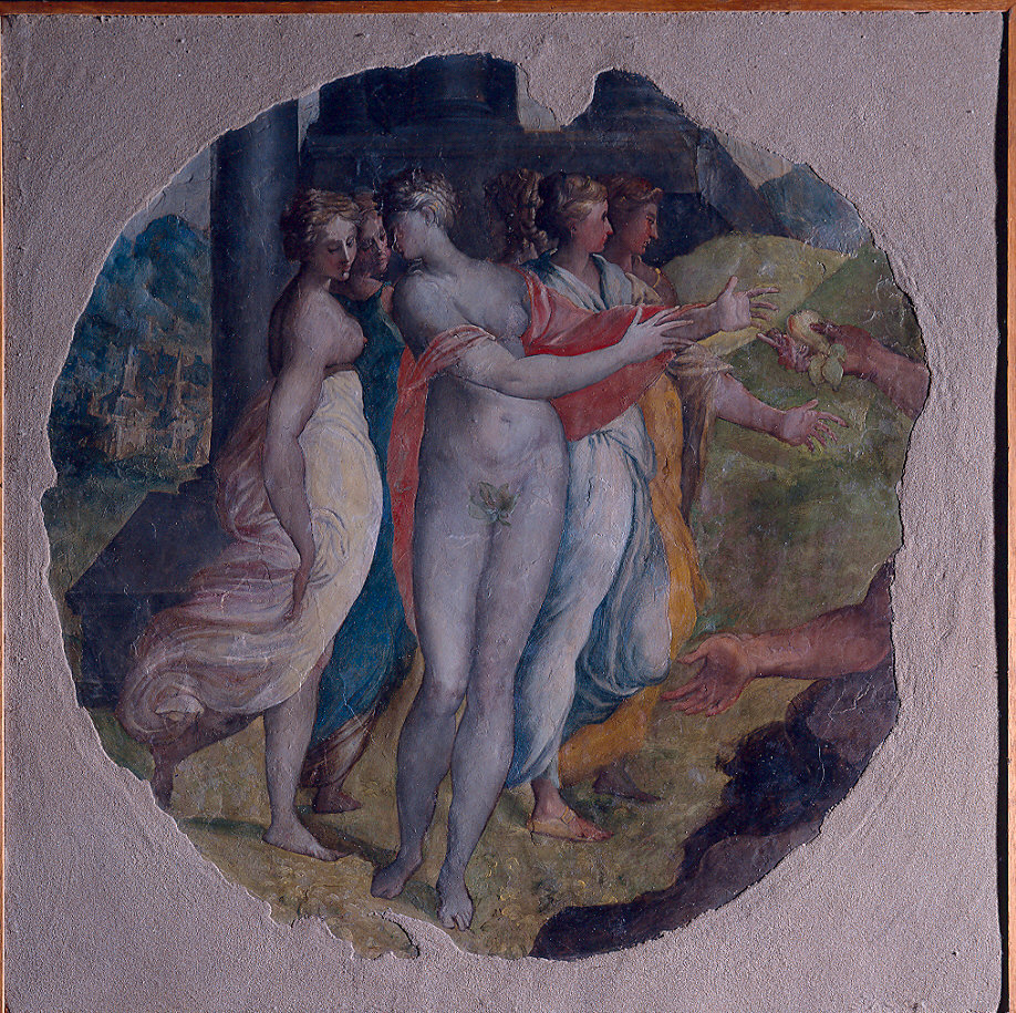 Giudizio di Paride, nudi femminili in un paesaggio (dipinto) di Zanguidi Jacopo detto Bertoja (terzo quarto sec. XVI)