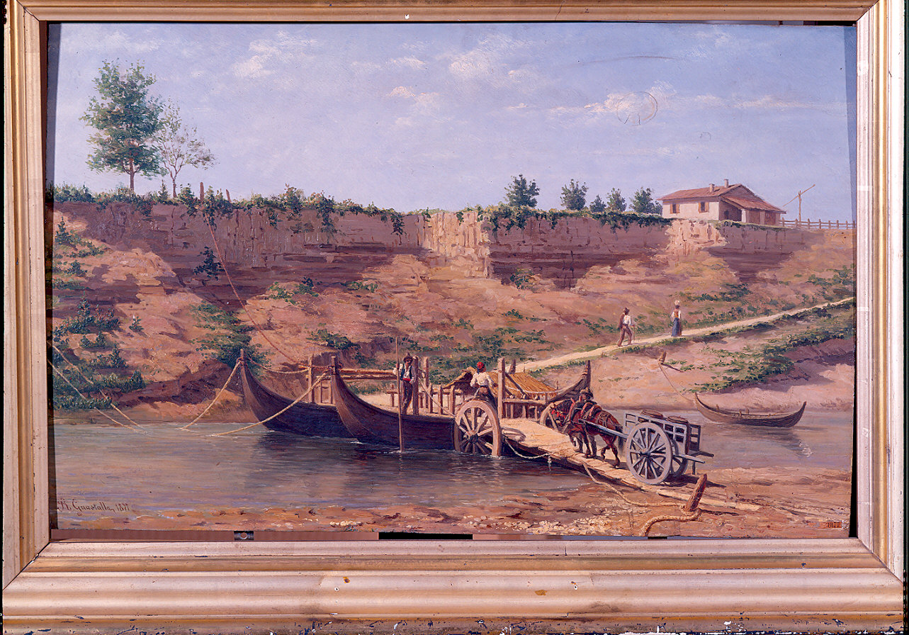 Porto Martorano sul Taro (dipinto) di Guastalla Roberto (ultimo quarto sec. XIX)