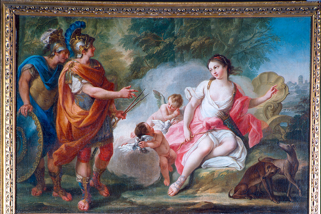 Enea e Acate parlano con Venere sotto le sembianze di cacciatrice (dipinto) di Guarana Vincenzo (ultimo quarto sec. XVIII)