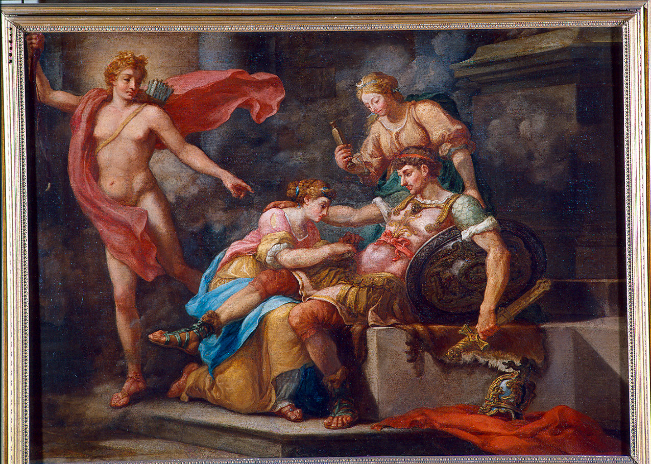 Latona e Diana medicano le ferite di Enea (dipinto) di Duhallas Pierre (terzo quarto sec. XVIII)