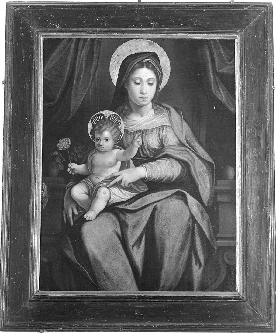 Madonna con Bambino in trono, Madonna in trono (dipinto) - ambito cremonese (terzo quarto sec. XVI)