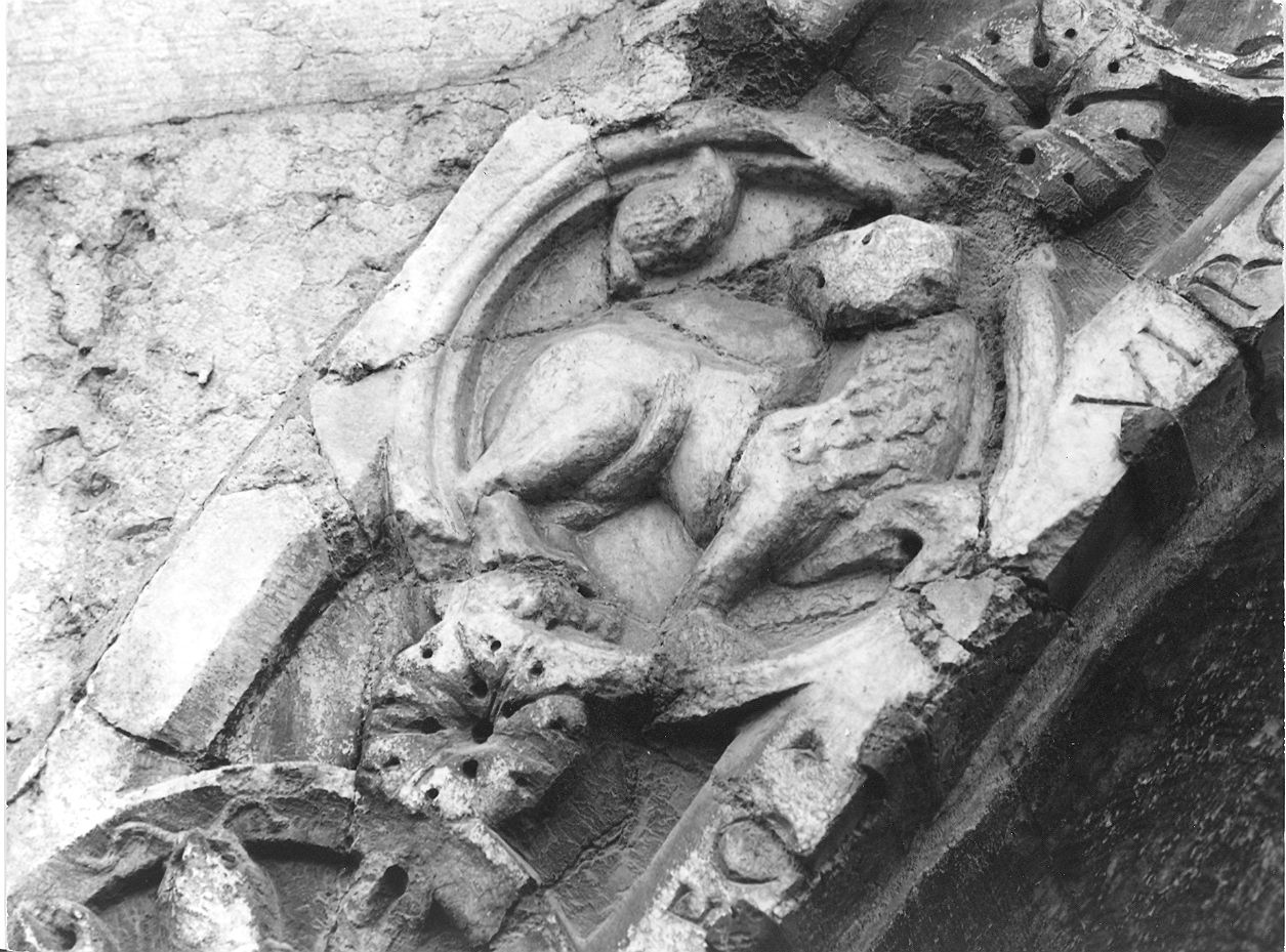 leone (medaglione, elemento d'insieme) di Wiligelmo (bottega) (prima metà sec. XII)