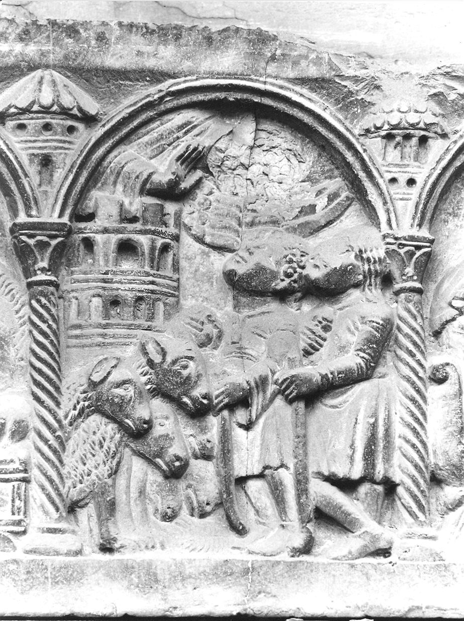 annuncio ai pastori (rilievo, elemento d'insieme) di Wiligelmo (bottega) (prima metà sec. XII)
