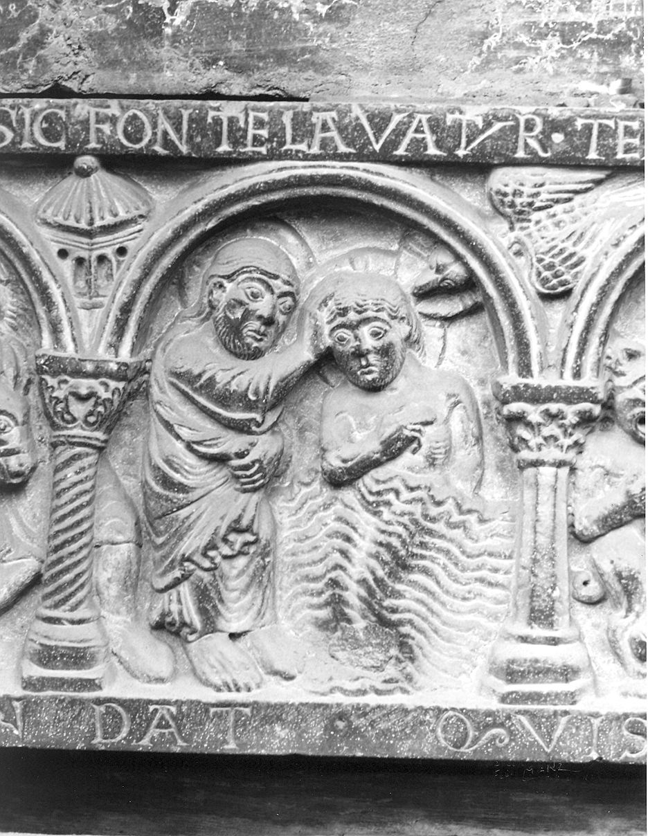 battesimo di Cristo (rilievo, elemento d'insieme) di Nicolò (prima metà sec. XII)