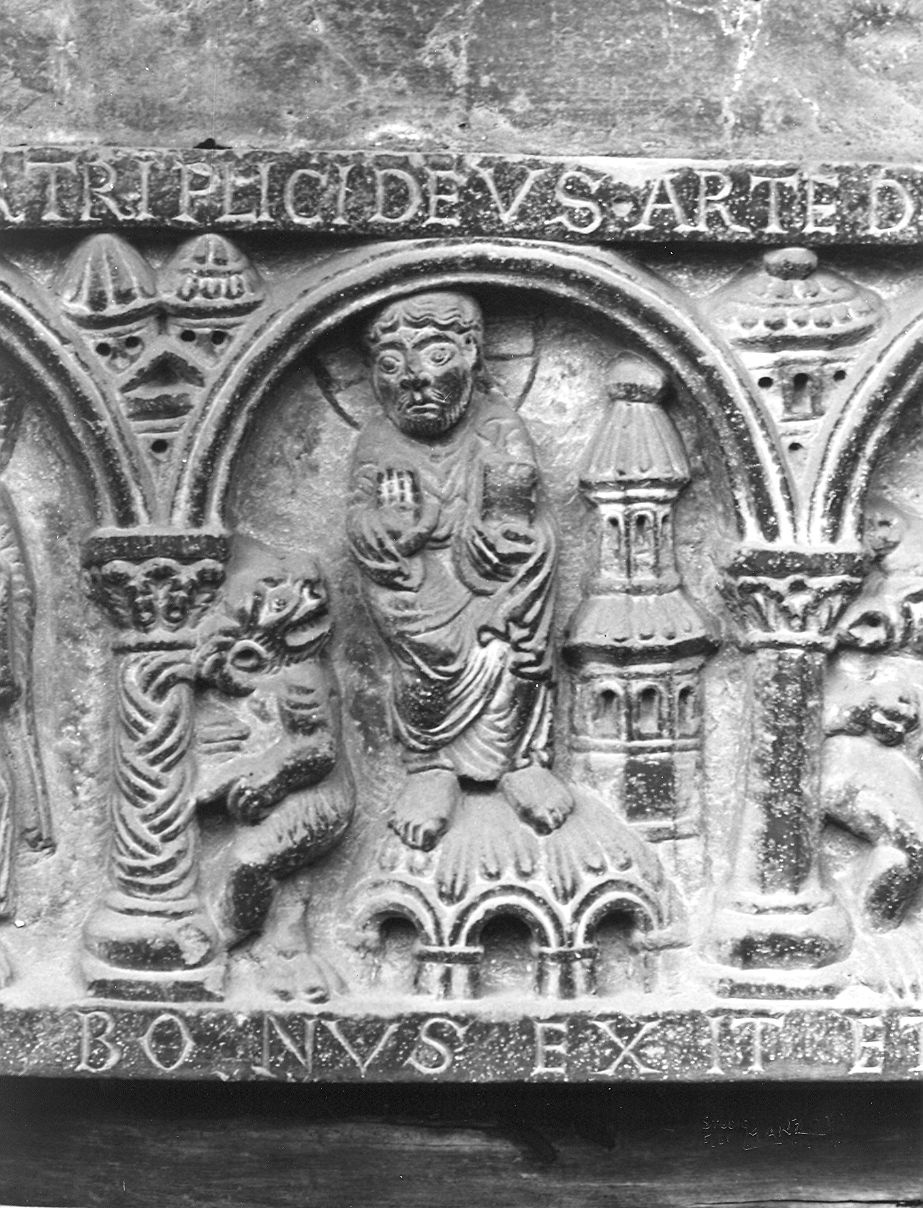 Cristo tentato da Satana (rilievo, elemento d'insieme) di Nicolò (prima metà sec. XII)