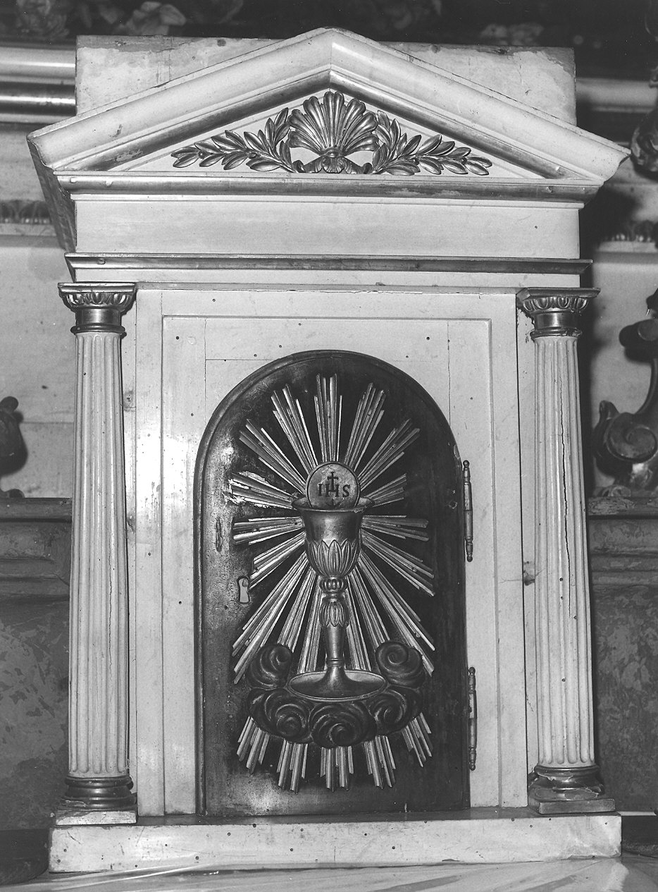 tabernacolo - a frontale architettonico, serie - bottega piacentina (inizio sec. XIX)