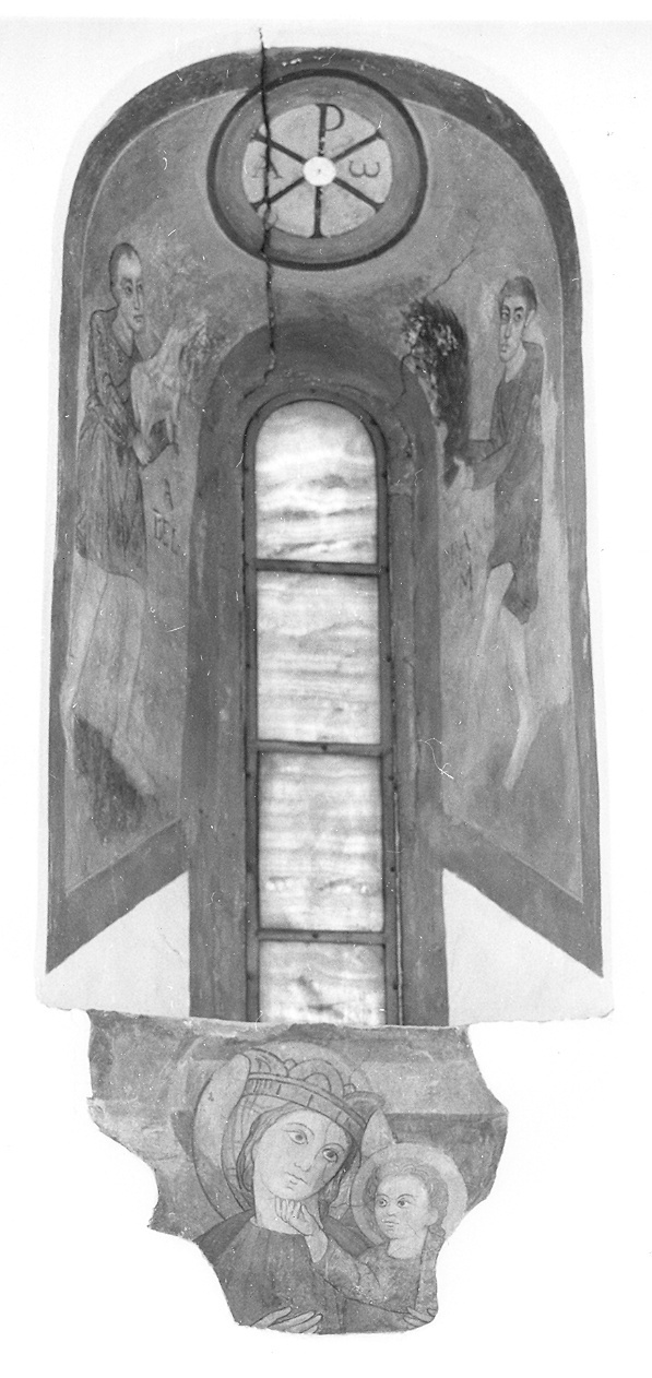 Madonna con Bambino, Abele e San Pancrazio, Madonna con Bambino e altri personaggi (dipinto) - ambito emiliano (fine/inizio secc. XIV/ XV)