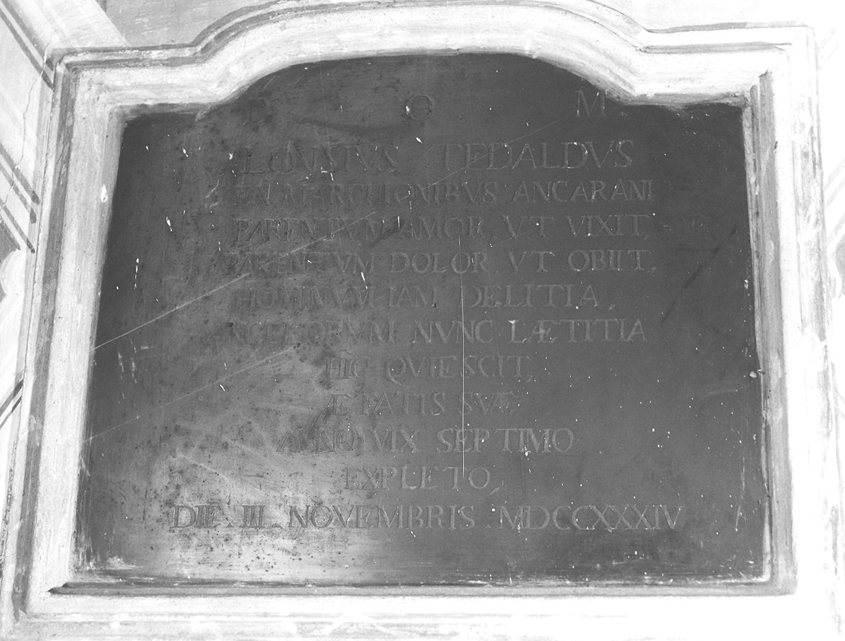 lapide commemorativa - bottega piacentina (secondo quarto sec. XVIII)