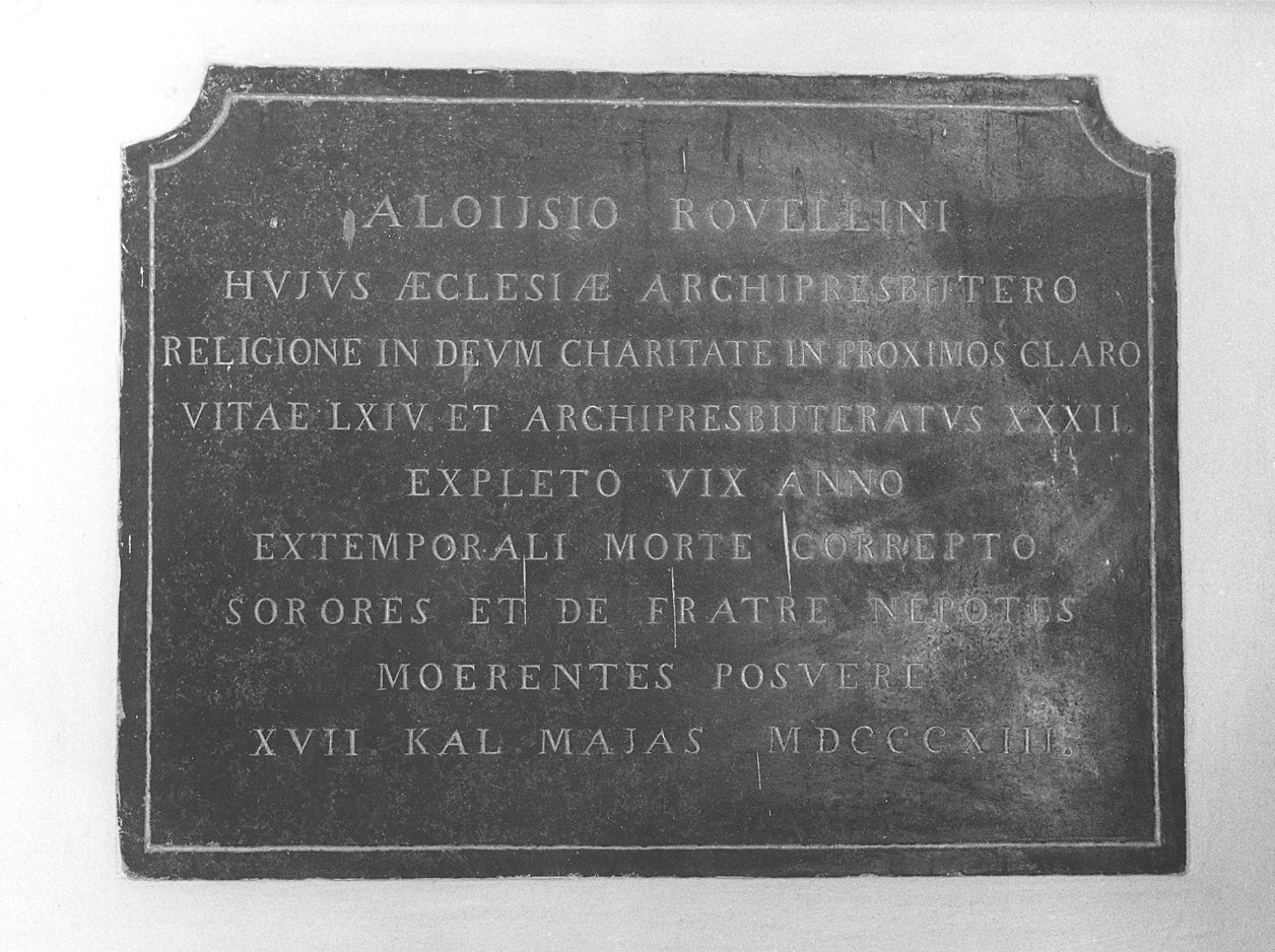 lapide commemorativa - bottega piacentina (primo quarto sec. XIX)