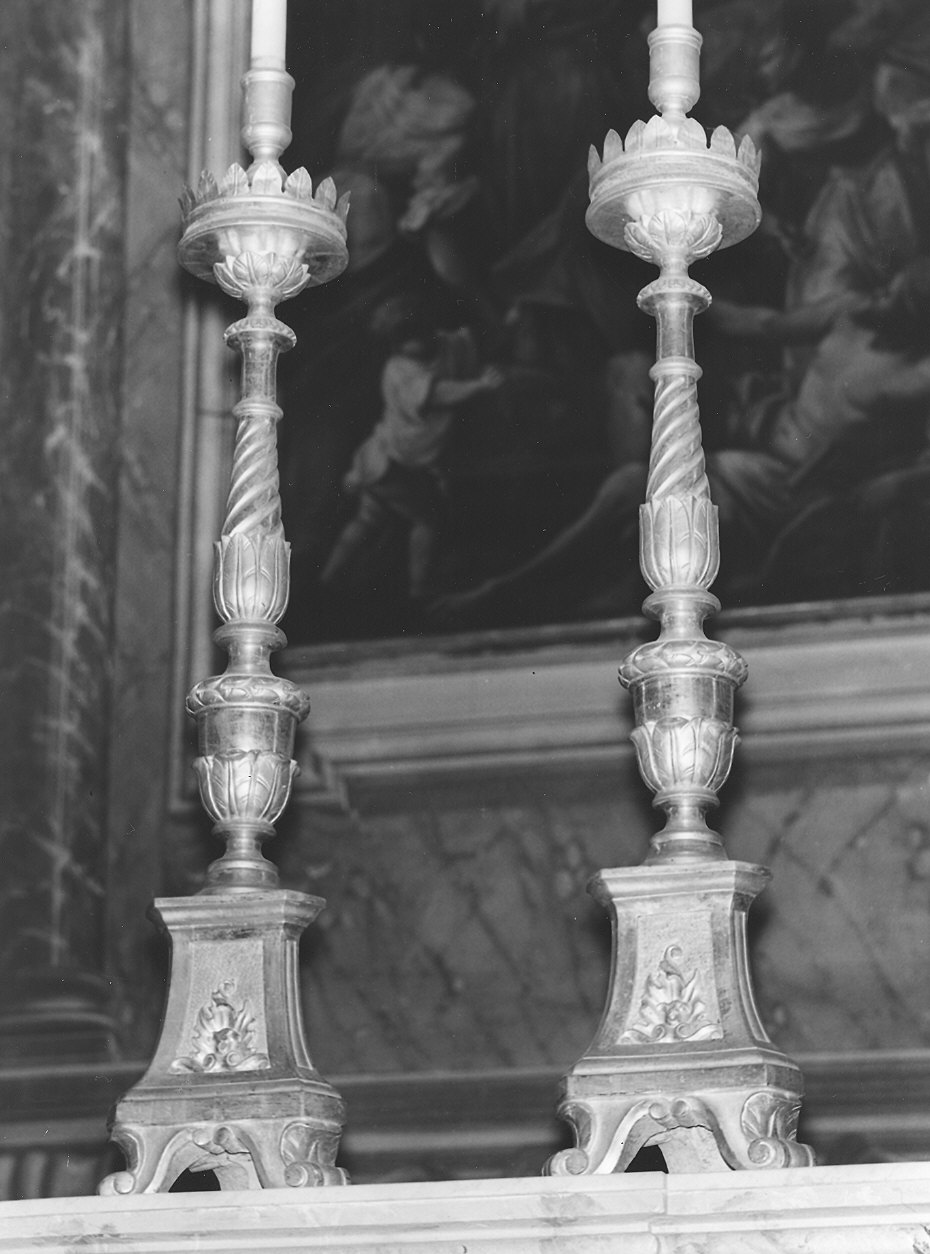 candeliere d'altare, serie - bottega emiliana (seconda metà sec. XVIII)