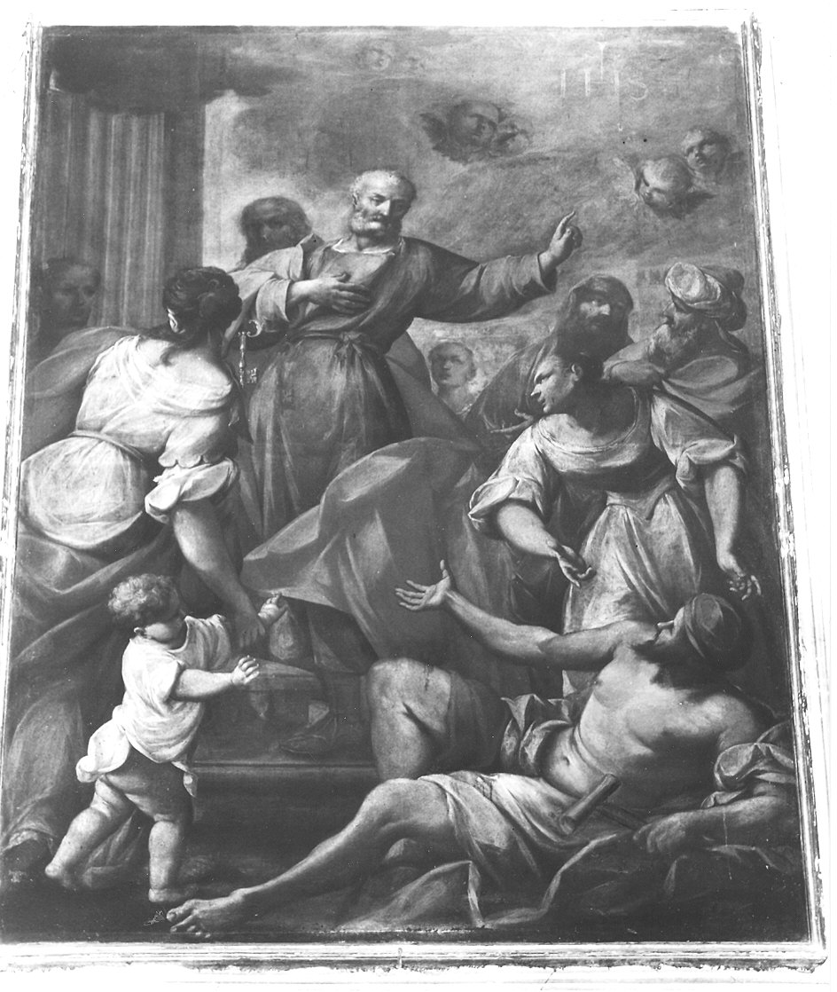 San Pietro guarisce il paralitico (dipinto) - ambito emiliano (sec. XVIII)