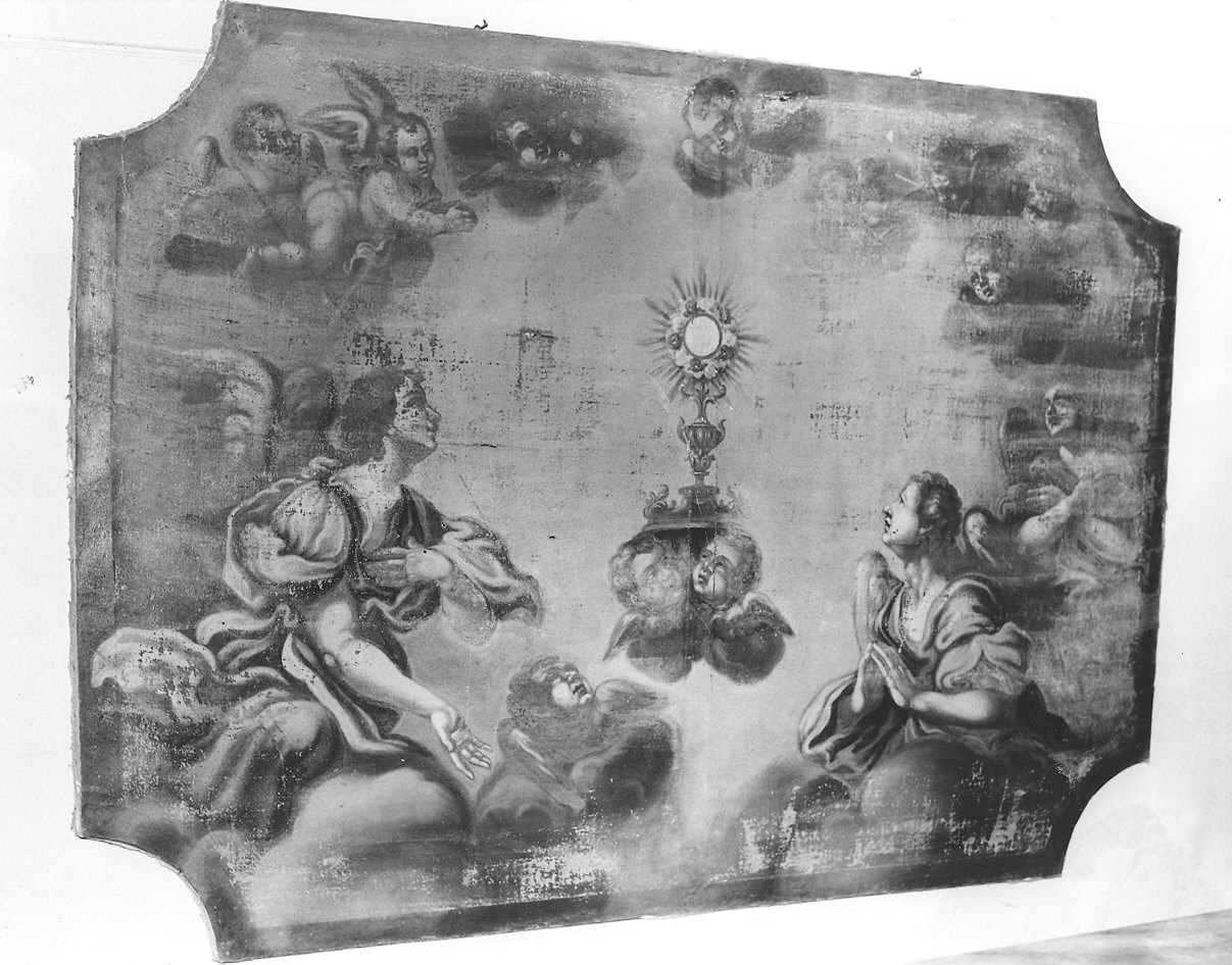 angeli adoranti il calice eucaristico (dipinto) - ambito piacentino (inizio sec. XIX)