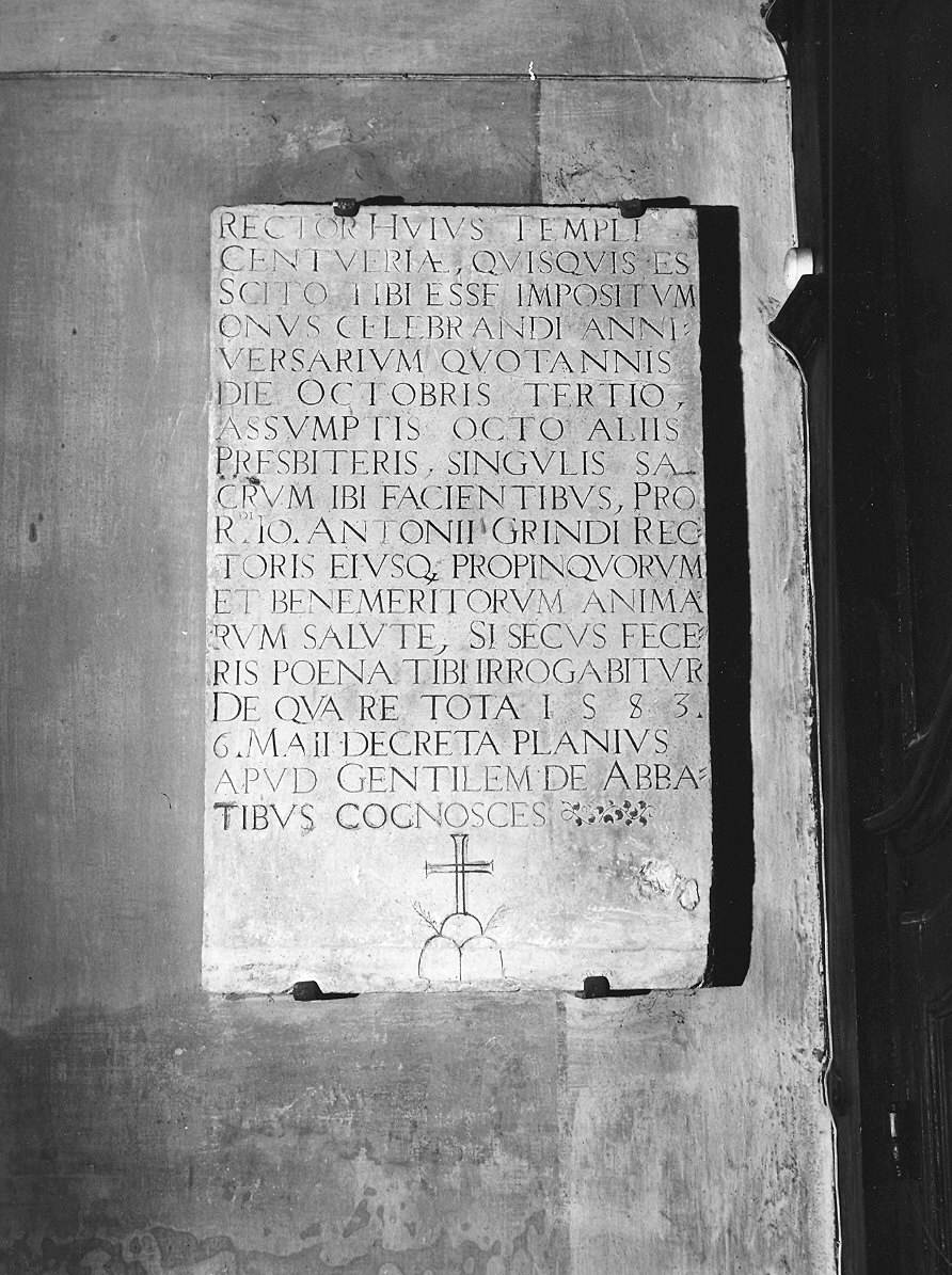 lapide prescrittiva - bottega piacentina (ultimo quarto sec. XVI)