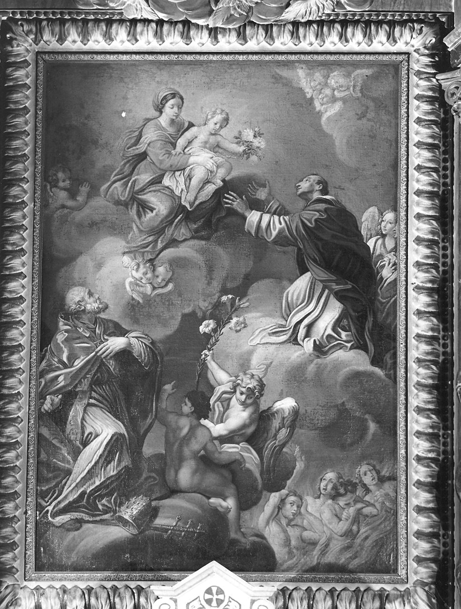 Madonna con Bambino, i SS. Domenico e Silvestro e le anime purganti (dipinto) di Marchione Gabiano (fine sec. XVII)