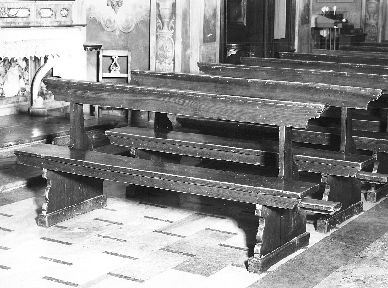 banco da chiesa, serie - bottega piacentina (fine/inizio secc. XIX/ XX)