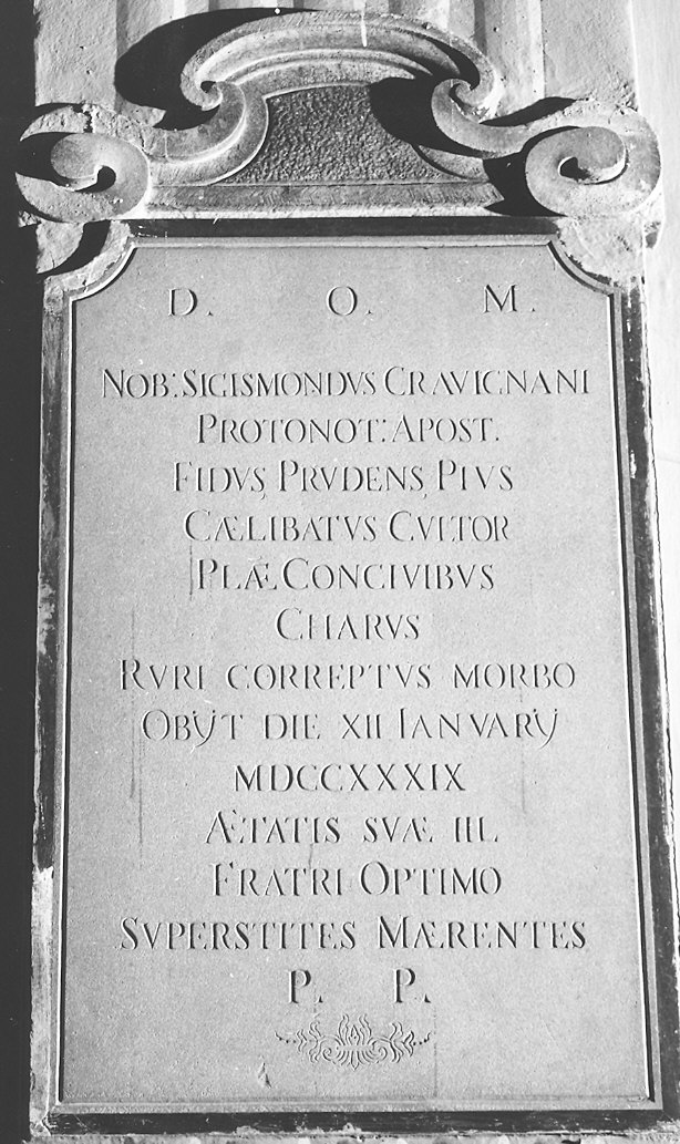 lapide tombale - bottega piacentina (secondo quarto sec. XVIII)