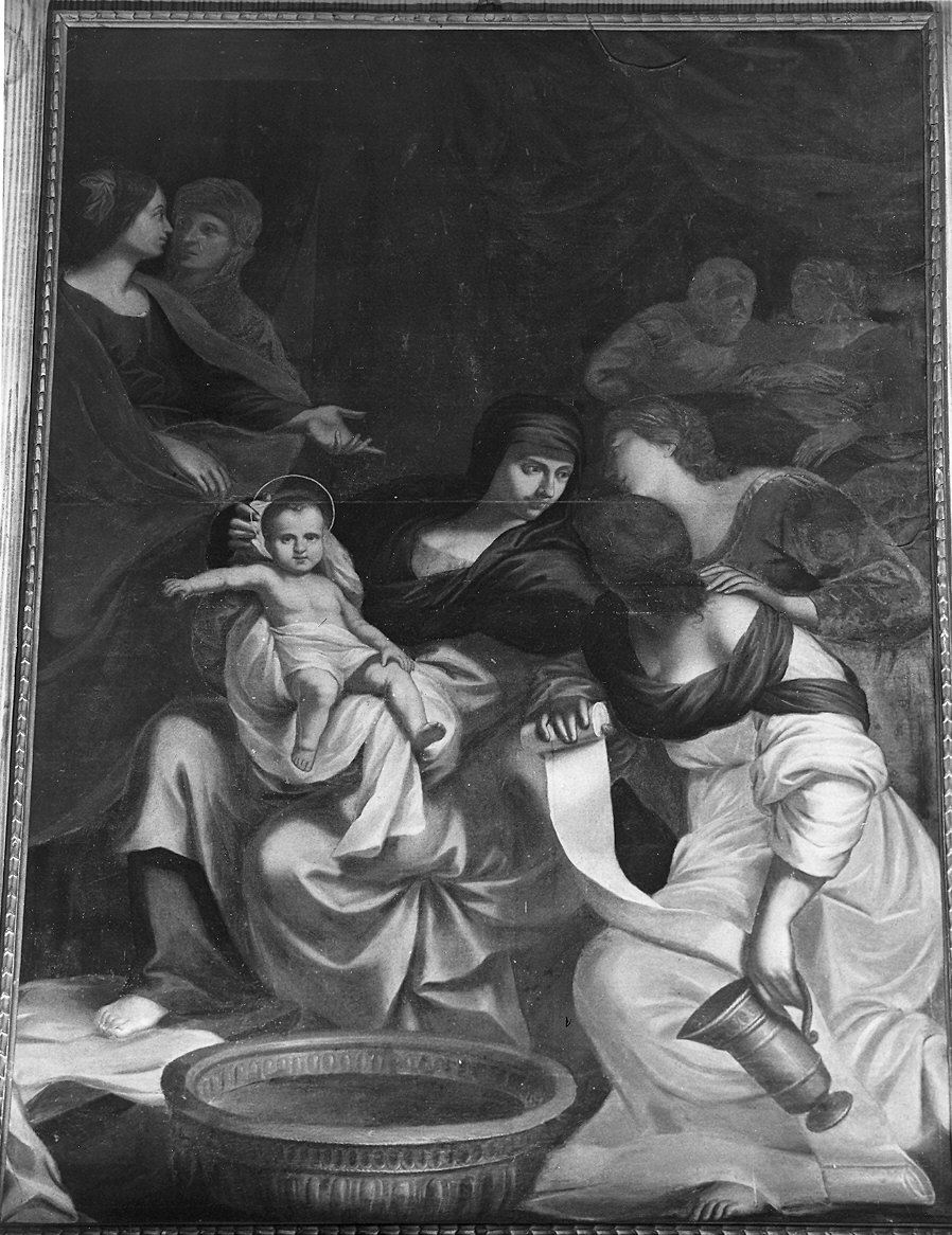 Madonna con Bambino e altri personaggi (dipinto) - ambito emiliano (fine/inizio secc. XVIII/ XIX)