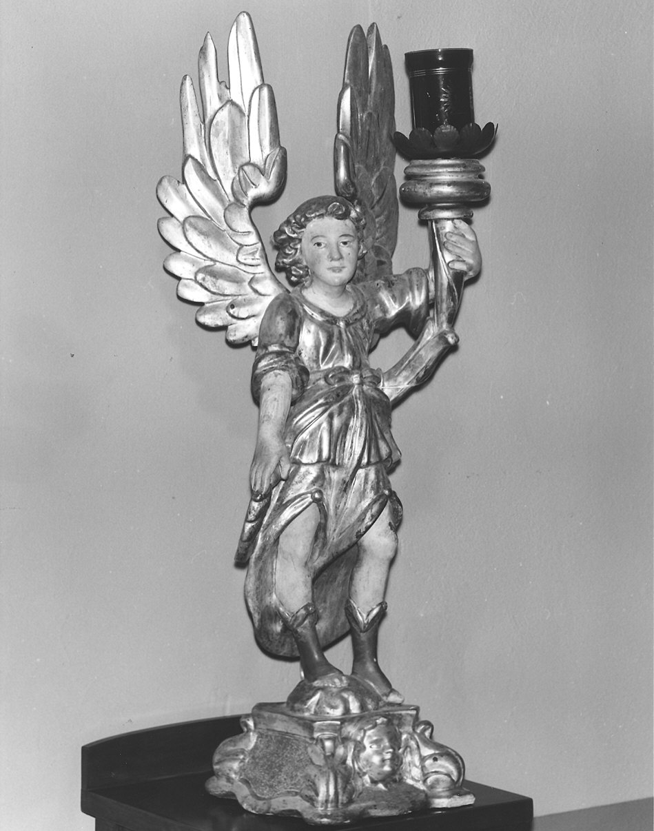 angelo reggicandelabro (scultura, serie) - bottega piacentina (sec. XIX)