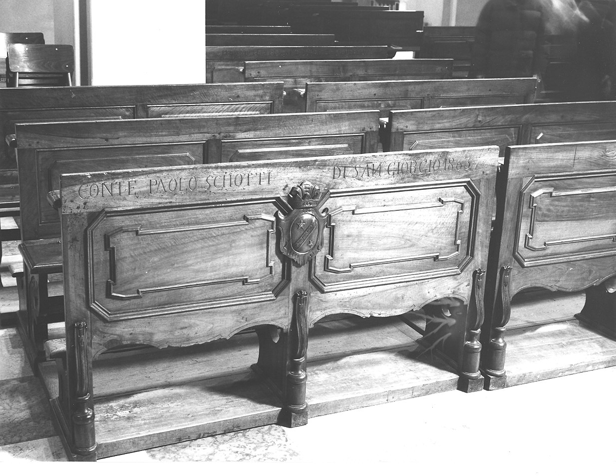 banco da chiesa, serie - bottega piacentina (seconda metà sec. XIX)