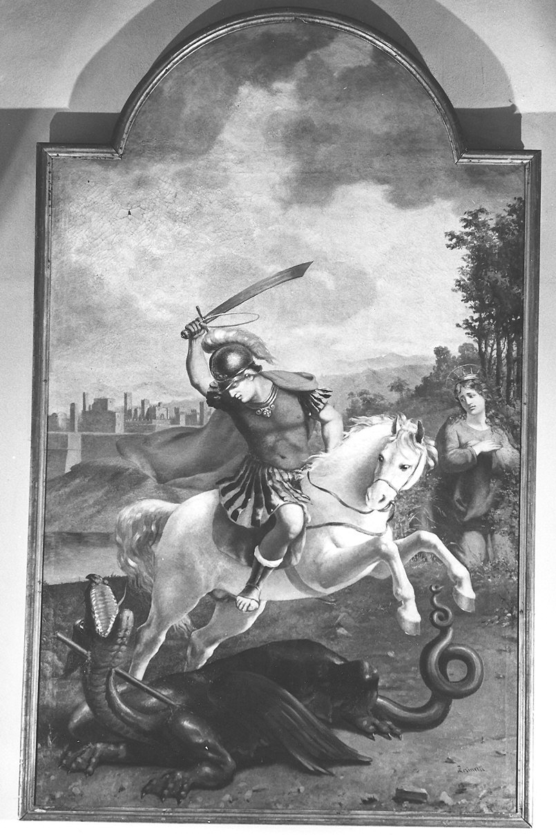 San Giorgio uccide il drago (dipinto) di Perinetti Emilio (fine/inizio secc. XIX/ XX)