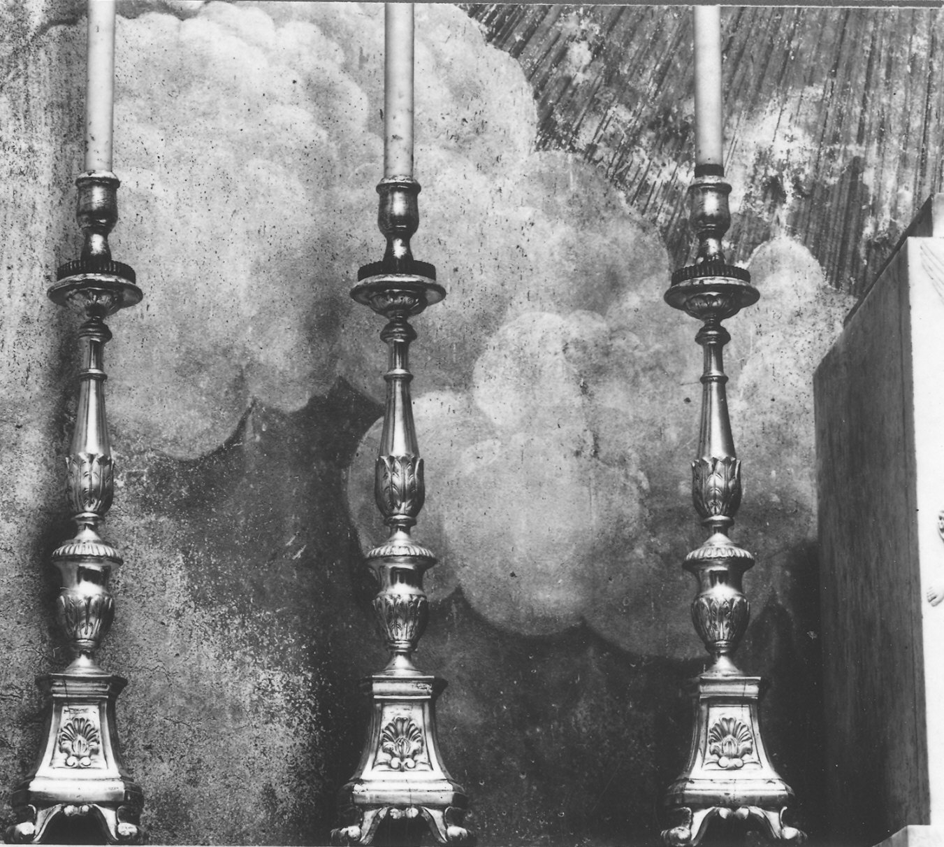 candeliere d'altare, serie - bottega piacentina (inizio sec. XIX)