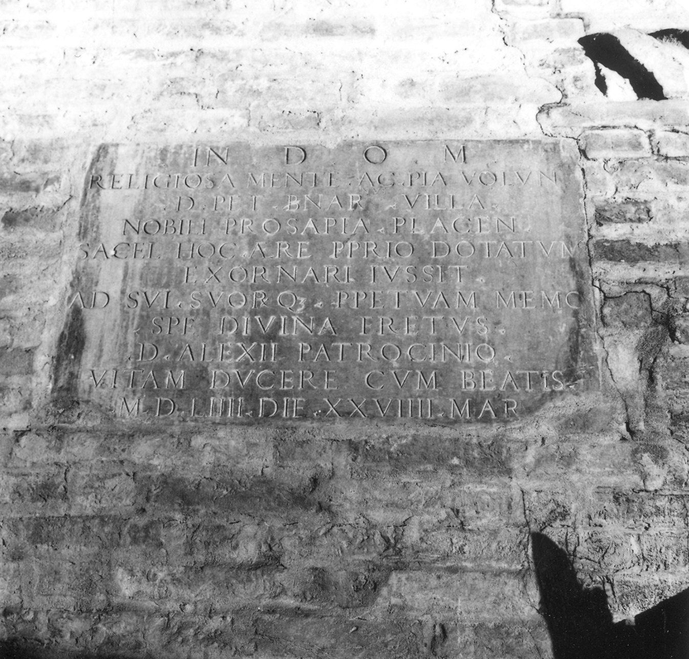 lapide commemorativa - bottega piacentina (seconda metà sec. XVI)