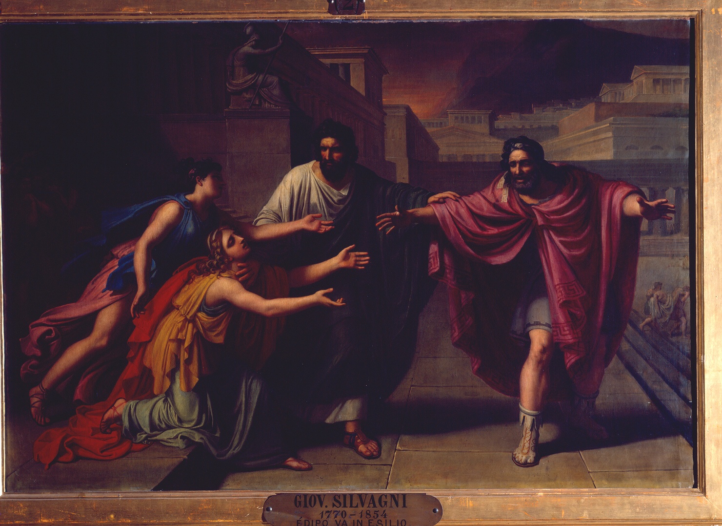 Edipo cieco in partenza per l'esilio (dipinto) di Silvagni Giovanni (sec. XIX)