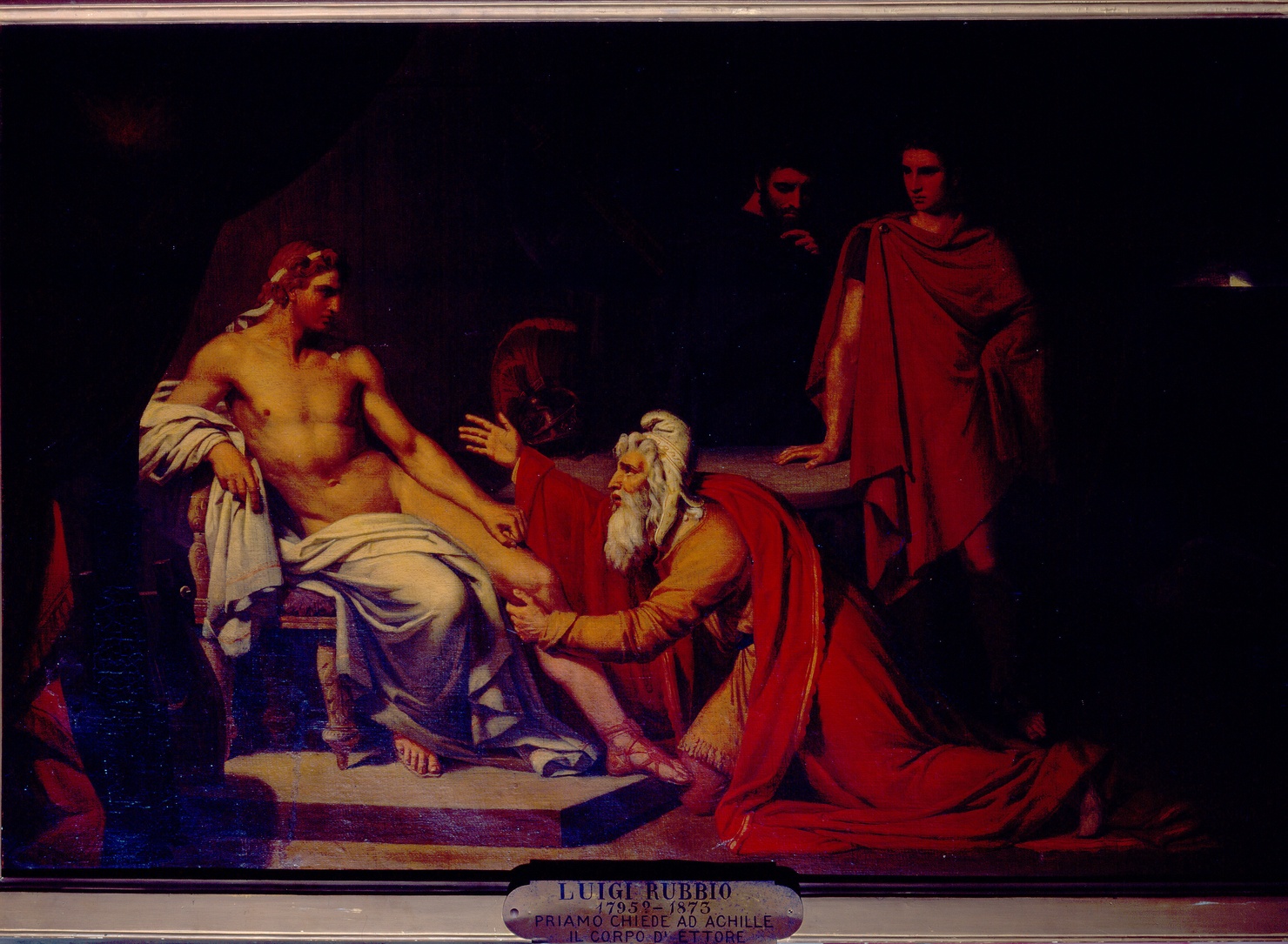 Priamo chiede ad Achille il corpo di Ettore (dipinto) di Rubio Luigi (sec. XIX)