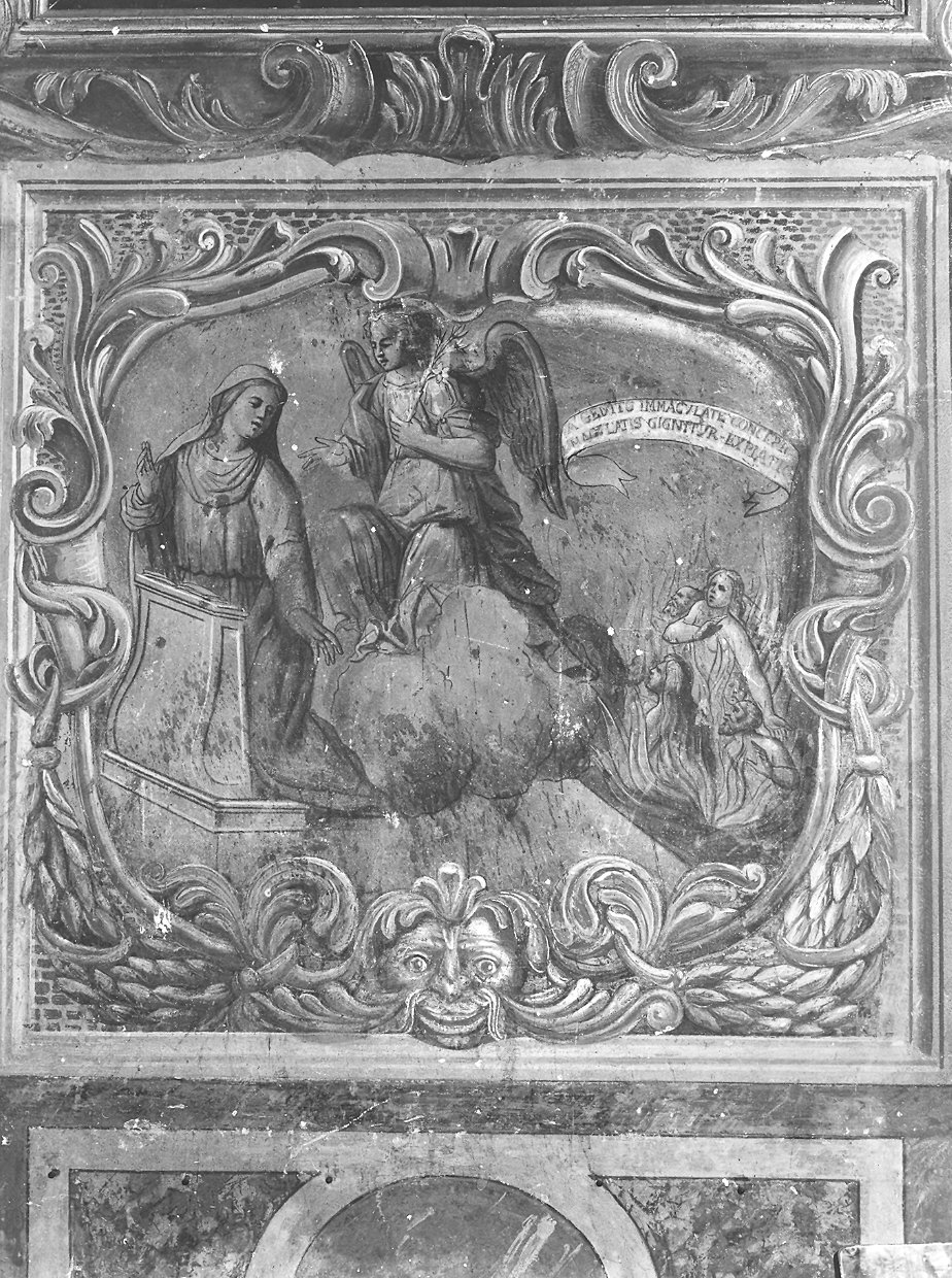 Annunciazione e Madonna Immacolata con anime del purgatorio (decorazione pittorica, pendant) - ambito piacentino (fine sec. XIX)