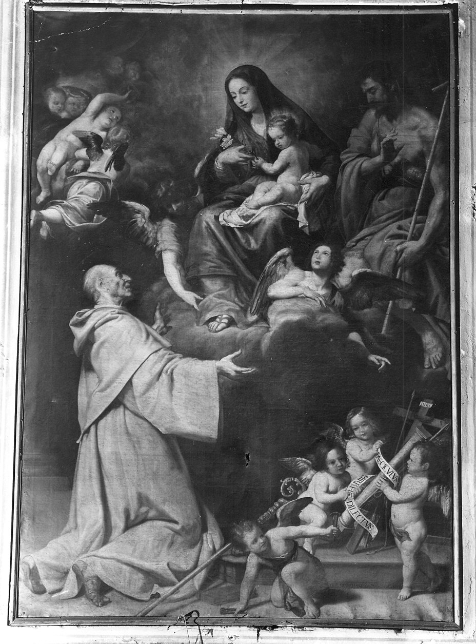 apparizione della Madonna con Bambino a San Bernardo (dipinto) di Fiasella Domenico detto Sarzana (sec. XVII)