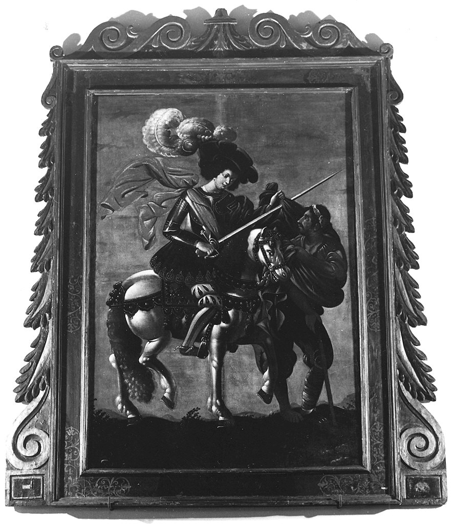 San Martino dona parte del mantello al povero (dipinto) - ambito emiliano (metà sec. XVII)