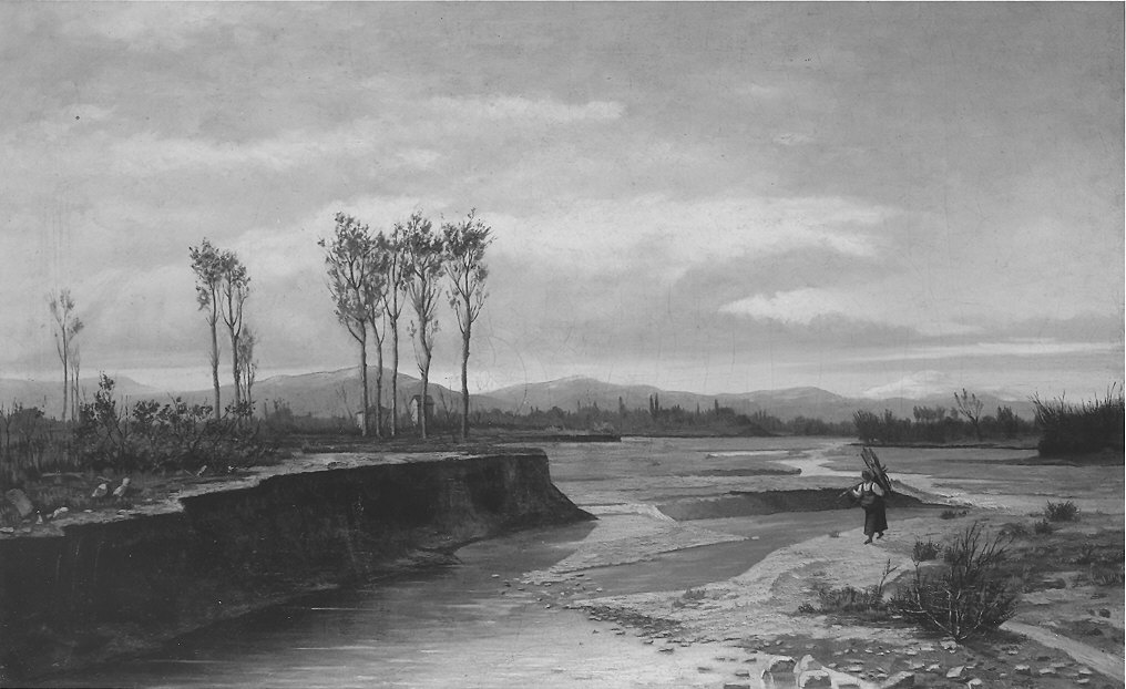 veduta del torrente Baganza (dipinto) di Contini Ugo (fine sec. XIX)