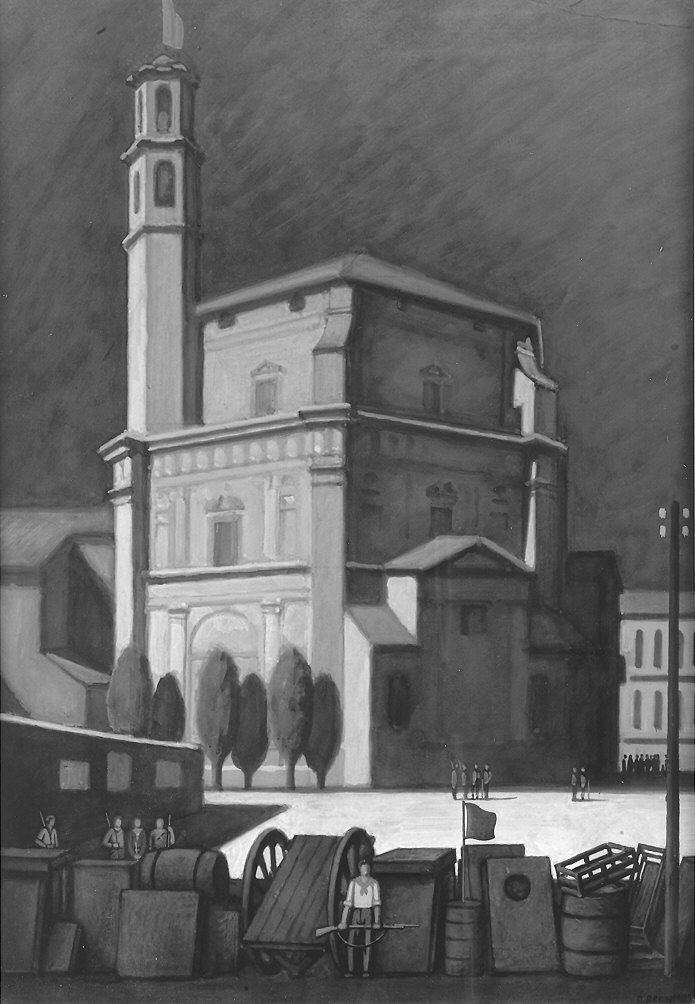 le Barricate a Parma 1922 (dipinto) di Bernini Otello (sec. XX)