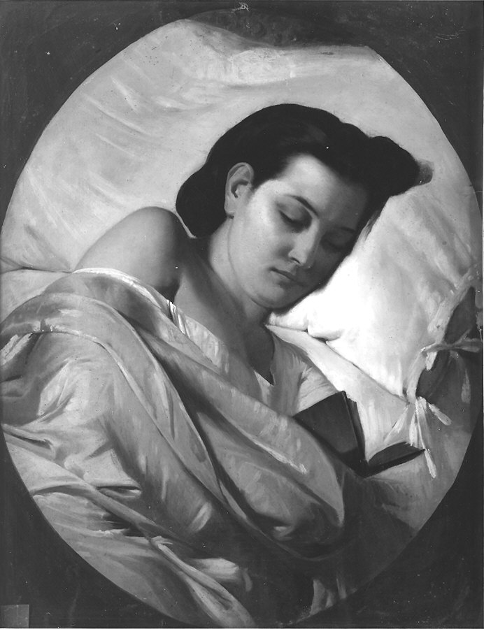 la leggitrice, giovane donna che legge (dipinto) di Centenari Sidonio (sec. XIX)