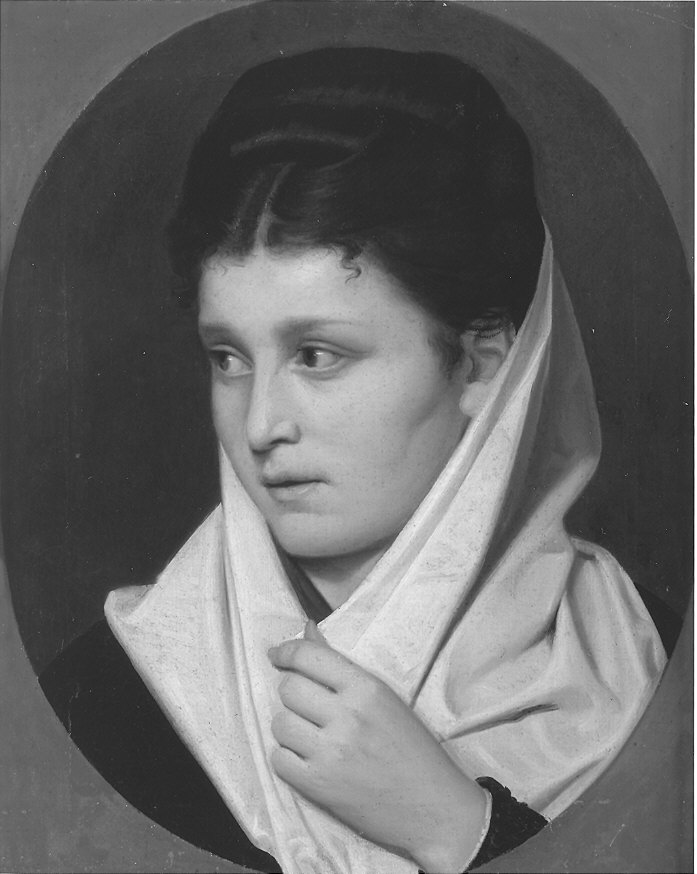 ritratto di donna velata (dipinto) di Gaibazzi Giovanni (metà sec. XIX)