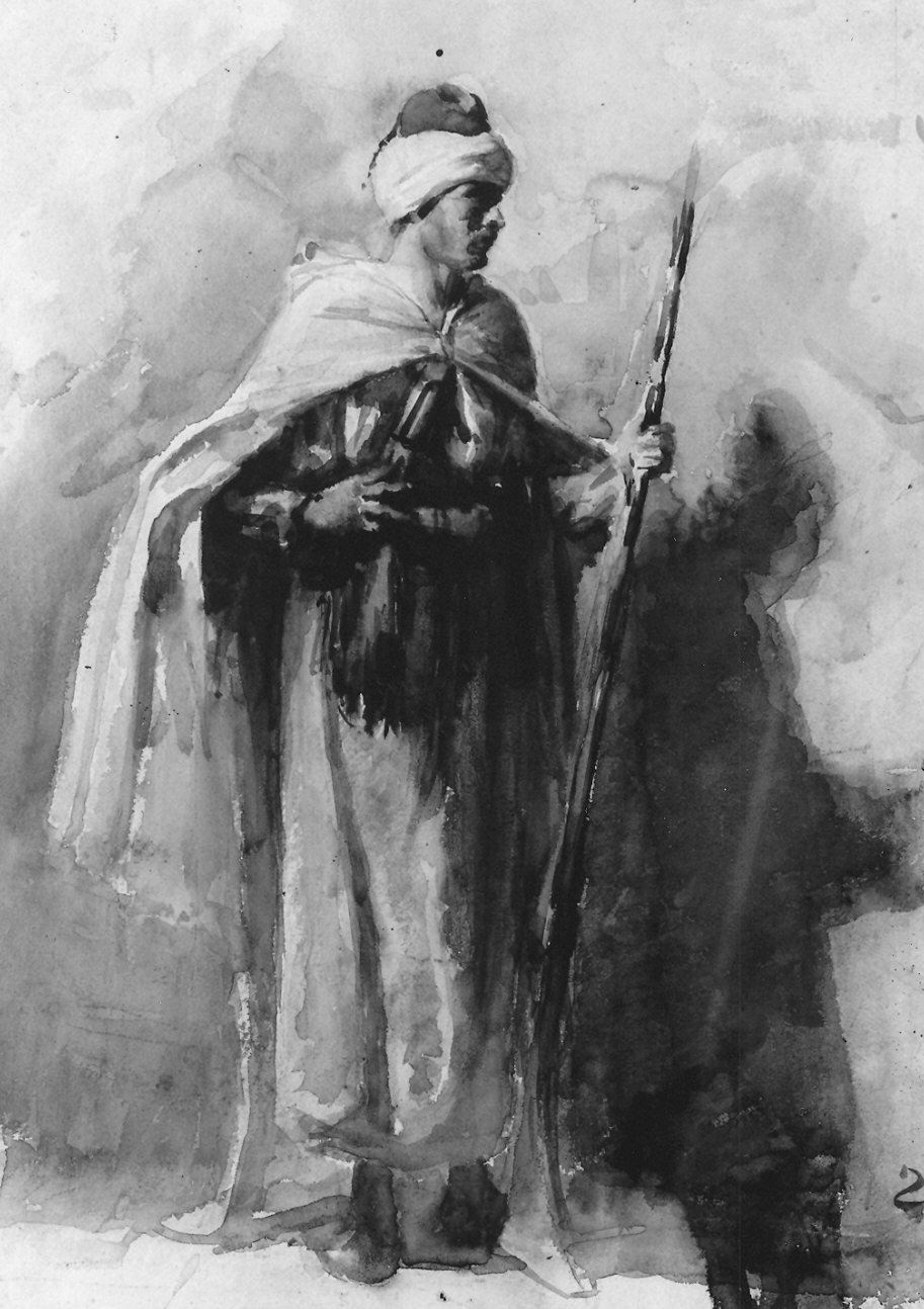 Studio di guerriero arabo (dipinto) di Fainardi Riccardo (secondo quarto sec. XX)