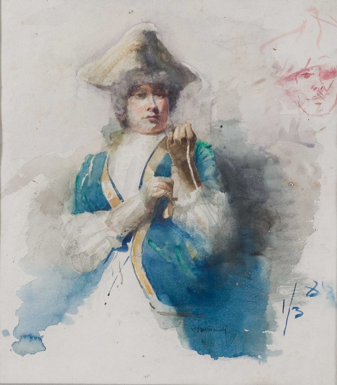 Studio di maschera veneziana (dipinto) di Fainardi Riccardo (prima metà sec. XX)