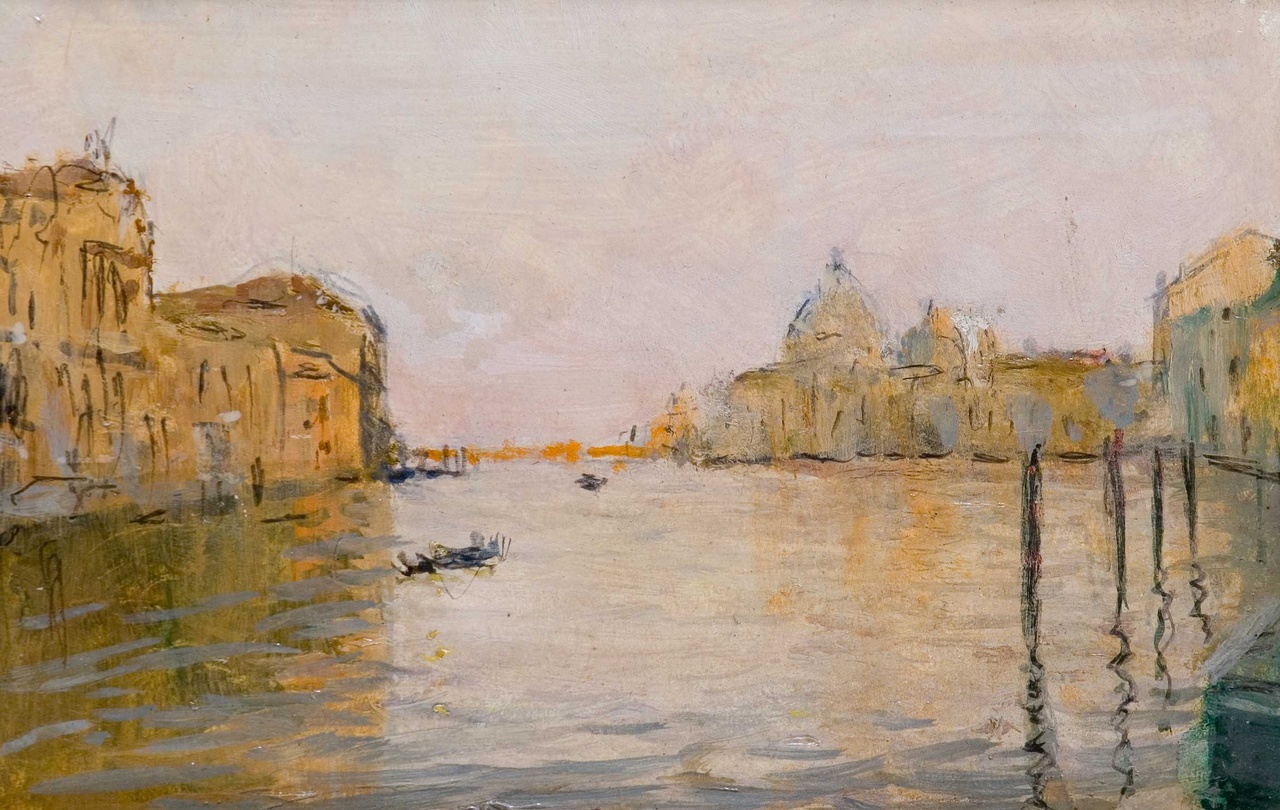veduta del Rio della Salute a Venezia (dipinto) di Fainardi Riccardo (prima metà sec. XX)