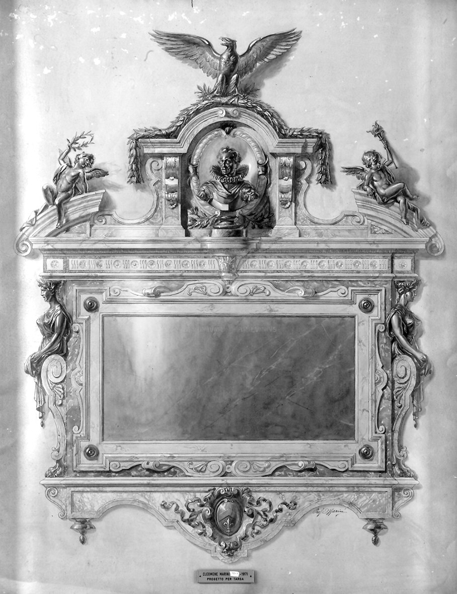 studio per targa decorativa (dipinto) di Marini Cleomene (ultimo quarto sec. XIX)