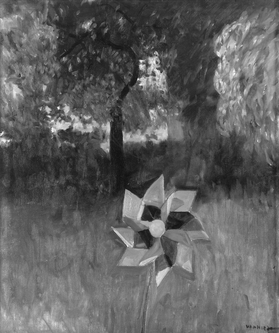 bosco con girandola (dipinto) di Vernizzi Renato (sec. XX)